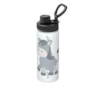 Borraccia termica con asino sorridente, in acciaio inox, da 510 ml, adatta per sport all'aperto, campeggio, palestra, sport, borraccia termica