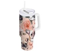 Borraccia termica con coperchio a prova di perdite e cannuccia, riutilizzabile, da viaggio, a prova di perdite, idea regalo per uomo e donna