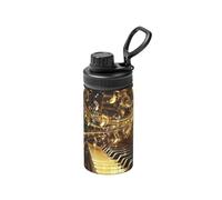 Borraccia termica con note musicali e pianoforte, 355 ml, per viaggi, sport, spazio, bocca larga, in acciaio inox