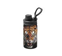 Borraccia termica con stampa "The Tiger Breaks The Wall", da 350 ml, per viaggi, sport, spazio, bocca larga, in acciaio inox