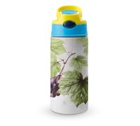 Borraccia termica da 12 OZ con cannuccia con tappo a scatto - Borracce in acciaio inossidabile a prova di perdite, bellissime foglie di vite