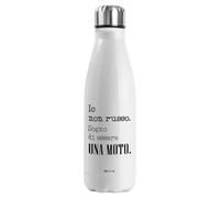 Borraccia Termica in Acciaio Inossidabile, Scritta "Io non russo. Sogno di essere UNA MOTO.", 500 ml, Bianco