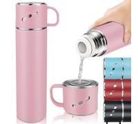 Borraccia Termica in Acciaio Inox, Borracce Termiche 550 ML a Prova di Perdite con maniglia, Bottiglia Acqua Termos per Bevande Calde e Fredde, Tazza Termica Senza BPA per Palestra, Bici (Rosa)