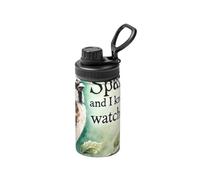 Borraccia termica in acciaio inox da 350 ml, con scritta in inglese "His Eye is On The Bird", leggera borraccia sportiva