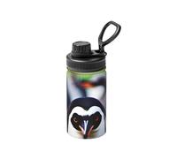 Borraccia termica in metallo con stampa a forma di testa di pinguino, 350 ml, in acciaio inox, mantiene freddo e caldo
