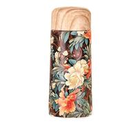 Borraccia termica isolata sottovuoto, con coperchio effetto legno | Bicchiere portatile per sport e campeggio, per adolescenti e adulti