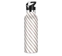 Borraccia termica leggera a righe marroni, 590 ml, con manico, calda e fredda, a doppia parete, per viaggi, campeggio, bicicletta