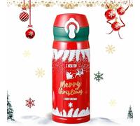 Borraccia Termica Natalizia,Borraccia Natalizia Rossa a Tema Natalizio,Rosso,Modello di Natale per Bevande Calde e Fredde,Regalo Perfetto per Scuola,Viaggi,Compleanni e Feste di Capodanno,500ml