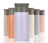 Borraccia termica per bevande calde, tazza da caffè da 350 ml, tazza da viaggio, isolata, in acciaio inox, con filtro, a prova di perdite, con apertura igienica per bevande (viola chiaro)