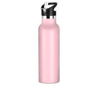 Borraccia termica per sport, a tenuta stagna, colore rosa, tinta unita, senza BPA, 590 ml, con cannuccia, calda e fredda, a doppia parete, per corsa, sport, viaggi, palestra