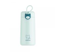 Borraccia Termica Piccola 300ml - Acciaio inossidabile 304, Simpatica testolina di gatto, Mini e compatta, da tenere in tasca (Verde chiaro)