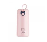 Borraccia Termica Piccola 300ml - Acciaio inossidabile 304, Simpatica testolina di gatto, Mini e compatta, da tenere in tasca (Rosa)