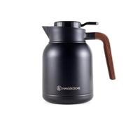Borraccia thermos Hanseküche (1,5L) in acciaio inox 304 di alta qualità - borraccia sottovuoto, borraccia da caffè con aspetto in legno nobile (nero)