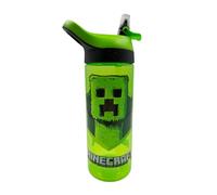 Borraccia verde con logo del film Minecraft Atlantic Creeper, ecologica, senza BPA, con cannuccia rimovibile, a prova di fuoriuscite, regalo per i fan di Minecraft, prodotto ufficiale Merch, 600 ml