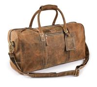 BORSA - 1, Marrone invecchiato., 24"x11"x8", Borsone in pelle artigianale
