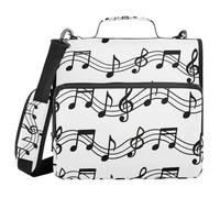 Borsa a 3 anelli con chiusura a cerniera, con tracolla e manico, facile da trasportare, per scuola e ufficio, colore: bianco e nero