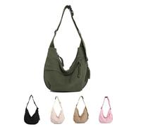 Borsa a Banana Donna Velluto a Coste, Borsa a Mezza Luna in Velluto a Coste, Crescent Borsa a Tracolla Borse a Mezzaluna Tracolla Regolabile Casual Indossata Spalla, verde, Vintage vento