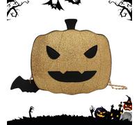 Borsa a di zucca, con catena Little Devil, per Halloween, divertente borsa a di zucca, in pelle PU, per donne e ragazze, Oro, Refer to description