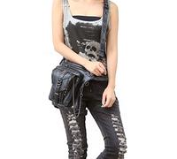 Borsa a fondina in pelle da uomo borsa da gamba steampunk retrò punk borsa da moto per donne e uomini, Nero , Taglia unica, Borsa messenger universale Steampunk