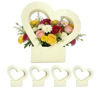 Borsa a forma di cuore con fiori, 5 pezzi, pieghevole, impermeabile, a forma di cuore, borsa regalo portatile, ideale per ragazze, moglie, mamma, San, compleanni, festa della mamma