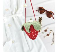 Borsa a forma di fragola lavorata a mano con borsa dal design floreale per