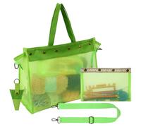 Borsa a maglia - a rete di lana con chiusura magnetica - Borse portaoggetti per progetti di uncinetto | per creativi, scuola e regalo per donna, verde, riferimento alla descrizione