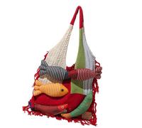 Borsa a maglia oversize con motivo a pesce, motivo patchwork alla moda, borsa multiuso per l'uso quotidiano, per laptop, libri, cosmetici, pratica costruzione in poliestere lavorato a maglia, Colore