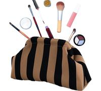 Borsa a maglia pochette da spiaggia da donna | Colorblock Borse Dumpling | Pochette in tessuto all'uncinetto casual con chiusura a bacio per gite al mare un ele, Oro nero., vedi descrizione