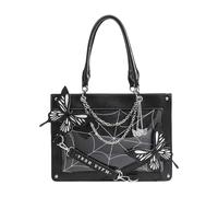Borsa a mano a forma di farfalla - Borsa a mano a forma di farfalla in stile scuro - Borsa a mano a forma di labirinto - borsa orizzontale a forma di ma, Nero , Consulte la descripción