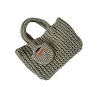 Borsa a mano alla moda fatta a mano in filato all'uncinetto borsa morbida a maglia con manico superiore che eleva il tuo look per riunioni sociali borsa capacità, Fagiolo verde., One Size