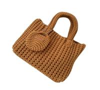 Borsa a mano alla moda fatta a mano in filato all'uncinetto borsa morbida a maglia con manico superiore che eleva il tuo look per riunioni sociali borsa capacità, B, One Size