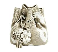 Borsa a mano all'uncinetto con fiori | Borsa con nappe floreali 3D | Borsa casual per le vacanze | per donne signore ragazze mogli madri viaggiatori mare piscina shopping picnic concerto, Marrone