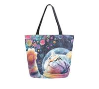 Borsa A Mano Astronaut Cat Borsa Tracolla Grande Resistente Borse A Spalla Per Ufficio Viaggi Shopping