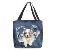 Borsa A Mano Australian Shepherd And Daisy Torn Jean Multifunzionale Borsa A Shopper Donna Leggera Borse Lavoro Per All'Aperto Palestra Scuola