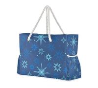 Borsa a mano blu con chiusura a fiocco di neve a prova di sabbia con tasche laterali, borsa da viaggio, articoli essenziali per la spiaggia, regali di compleanno per le donne