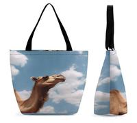 Borsa A Mano Camel Looking Up At The Sky Pieghevole Borsa A Shopper Donna Casual Tote Bag Per Università Palestra Fitness