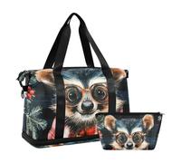Borsa a mano colorata con motivo galago e fiocchi di neve, con cinghia regolabile, impermeabile, da viaggio, weekend, da viaggio, con cinghia regolabile, colorato Galago Buffalo Plaid Fiocchi di neve