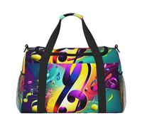 Borsa a mano colorata con stampa di note musicali di grande capacità per le donne pieghevole Carry On Tote per viaggi in aereo