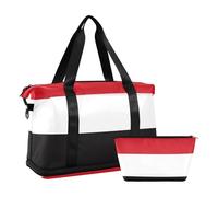 Borsa a mano con bandiera della Repubblica dello Yemen nera e rossa per la notte, con tasca bagnata, tracolla regolabile, borsa da palestra per sport, set da 2 pezzi, per uomini e donne