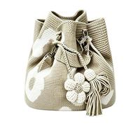 Borsa a mano con fiori all'uncinetto, con nappe floreali 3D, borsa da spiaggia bohémien, per donne, ragazze, mogli, madri, viaggiatori, mare, piscina, shopping, picnic, concerti, vacanze, Marrone
