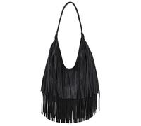 Borsa a mano con nappa e mezzaluna, borsa a tracolla da ascella for ragazze Per chi viaggia e ama il tempo libero(Black)