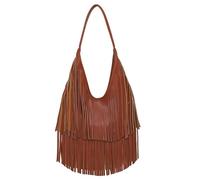 Borsa a mano con nappa e mezzaluna, borsa a tracolla da ascella for ragazze Per chi viaggia e ama il tempo libero(Brown)