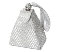 Borsa a mano con piramide di cristallo, borsa da sera di lusso, alla moda, borsa da sera, borsa da cocktail o fidanzamento, borsa triangolare (argento)