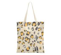 Borsa a mano con stampa leopardata giallo pallido con tasche per borsa da spiaggia in tela Dail
