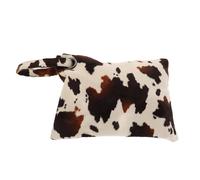 Borsa a mano con stampa mucca per donna, piccola borsa da sera con motivo mucca