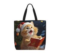 Borsa A Mano Cute Cat Sing Christmas Carols Borsa Spesa Grande Impermeabile Borse A Spalla Per Donna Lavoro Casa