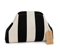 Borsa a mano da donna, a righe, con motivo a rombi, per l'estate e la spiaggia, lavorata, D