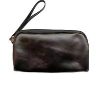 Borsa a mano da donna in pelle di mucca for il tempo libero, personalizzabile con lettere, borsa da polso da donna, astuccio vintage con cerniera for matite e trucchi per Cellulare Carta(Black1)