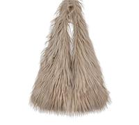 Borsa a mano da donna, in pelle sintetica, morbida e soffice, Cachi, M