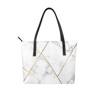 Borsa a mano da donna in pelle vegana con texture marmorizzata, linea dorata, con manico superiore, borsa a tracolla grande per tutti i giorni, lavoro e viaggi